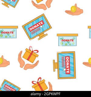 Donate help symbols pattern, cartoon style Stock Vector