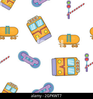 Railway transport pattern, cartoon style Stock Vector
