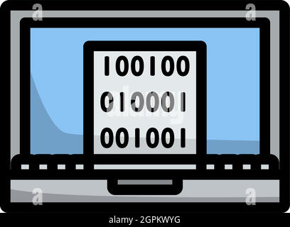 Laptop With Binary Code Icon Stock Vector