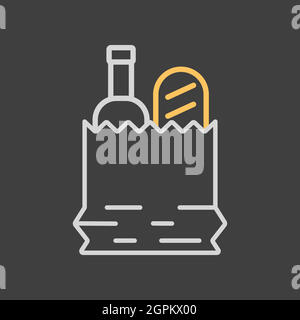 Paper bag with food vector flat icon Stock Vector
