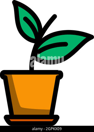 Plant In Flower Pot Icon Stock Vector