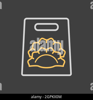 Fast food delivery take away paper bag icon. Stock Vector