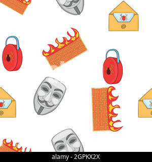 Cyber crime pattern, cartoon style Stock Vector