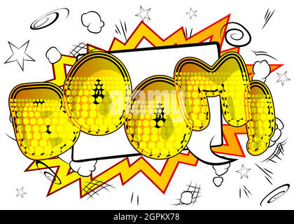 Comic book Boom word effect on bright  abstract background. Stock Vector
