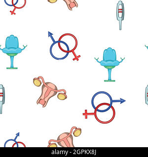 Pregnancy women pattern, cartoon style Stock Vector