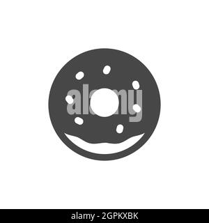 Donut black vector icon Stock Vector