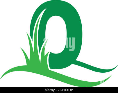 Letter O behind a green grass icon logo design vector Stock Vector