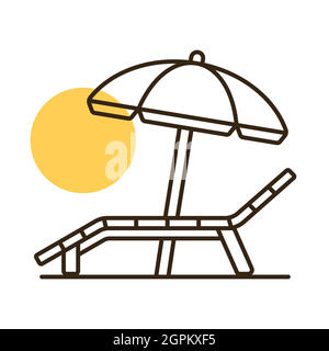 Lounger Beach Sunbed Chair flat vector icon Stock Vector