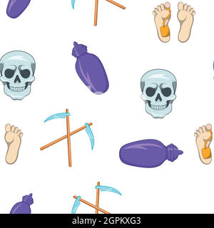 Funeral services pattern, cartoon style Stock Vector