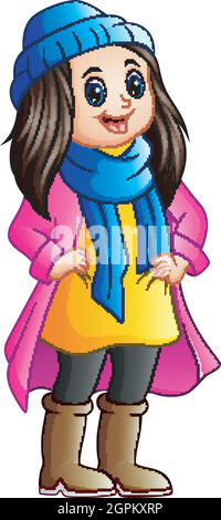 Cute little girl wearing winter clothes Stock Vector Image & Art