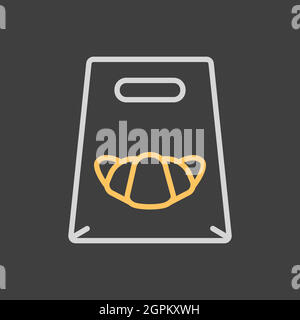 Fast food delivery take away paper bag icon. Stock Vector