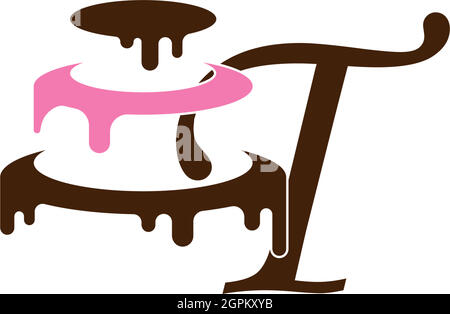 Letter T icon with wedding cake  design template vector Stock Vector
