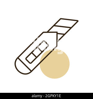 Construction utility knife vector isolated flat icon Stock Vector
