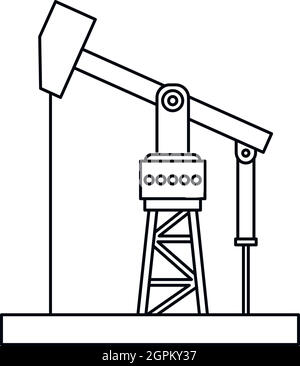 Oil pumpjack icon, outline style Stock Vector