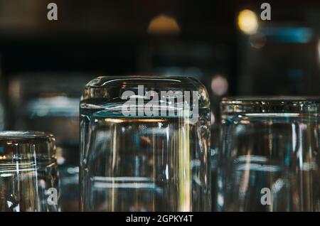 Close-up view of the glass in the retail shop Stock Photo