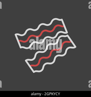 Bacon Strips vector icon. Barbecue and bbq grill Stock Vector