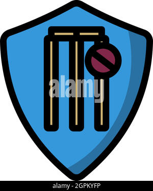 Cricket Shield Emblem Icon Stock Vector