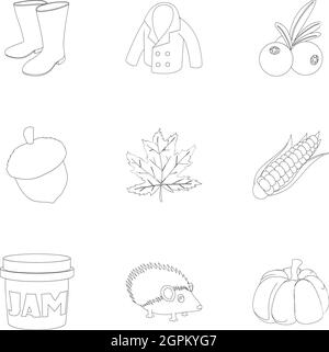 Season of year autumn icons set, outline style Stock Vector