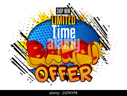 Bang Offer Comic book style advertisement text. Stock Vector