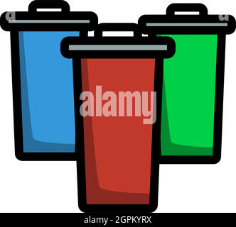 Garbage Containers With Separated Trash Icon Stock Vector