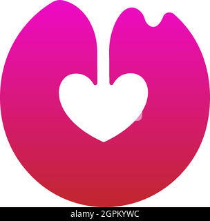 Letter O logo icon with melting love symbol design template Stock Vector