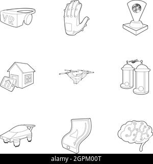 Innovation icons set, outline style Stock Vector