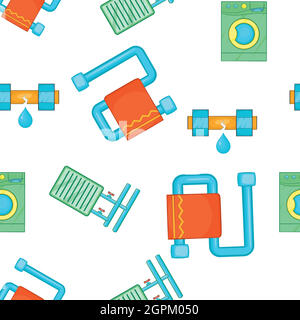 Bathroom pattern, cartoon style Stock Vector