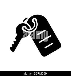 Hotel room key with number vector glyph icon Stock Vector