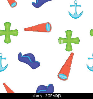 Sailing equipment pattern, cartoon style Stock Vector