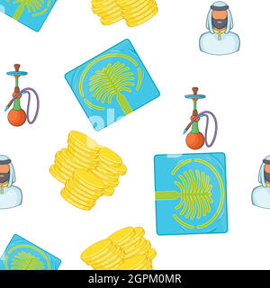 Tourism in UAE pattern, cartoon style Stock Vector