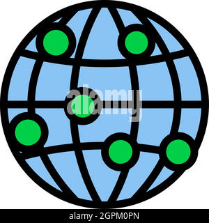 Globe Connection Point Icon Stock Vector