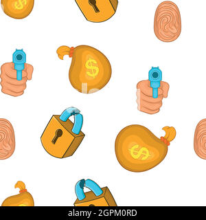 Theft crime pattern, cartoon style Stock Vector