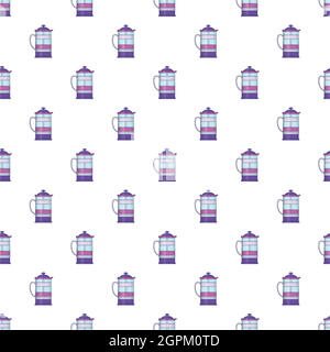 French press coffee maker pattern, cartoon style Stock Vector