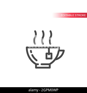 Tea hot cup or mug line vector icon Stock Vector