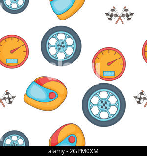 Racing elements pattern, cartoon style Stock Vector