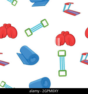 Classes in fitness room pattern, cartoon style Stock Vector