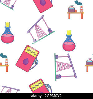 Oil production pattern, cartoon style Stock Vector