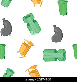 Trash pattern, cartoon style Stock Vector