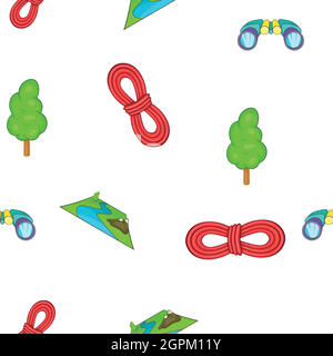 Camp pattern, cartoon style Stock Vector