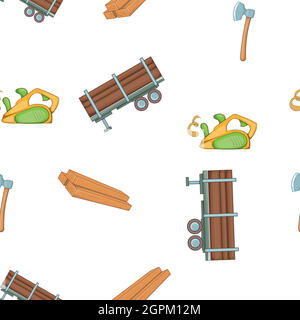 Timber elements pattern, cartoon style Stock Vector