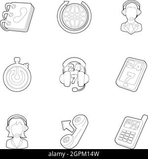Online consultation icons set, outline style Stock Vector
