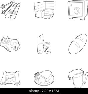 Switzerland icons set, outline style Stock Vector