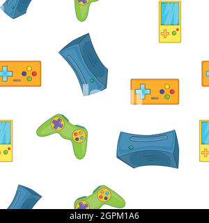 Electronic games pattern, cartoon style Stock Vector