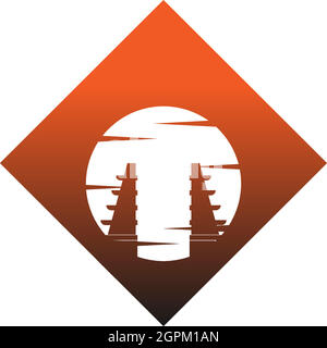 gate icon logo flat design vector template Stock Vector