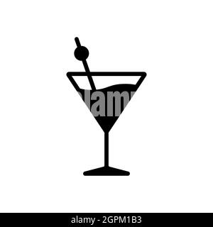 Cocktail drink glass flat isolated glyph icon vector Stock Vector