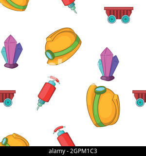 Mining industry pattern, cartoon style Stock Vector