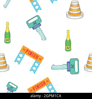 Racing auto competition pattern, cartoon style Stock Vector
