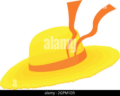 Cartoon Straw Hat. Yellow Sunhat, Female Graphic by