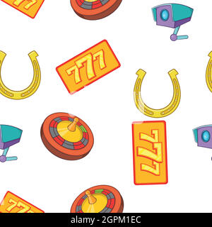 Gambling elements pattern, cartoon style Stock Vector
