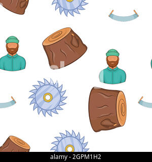 Lumberjack equipment pattern, cartoon style Stock Vector